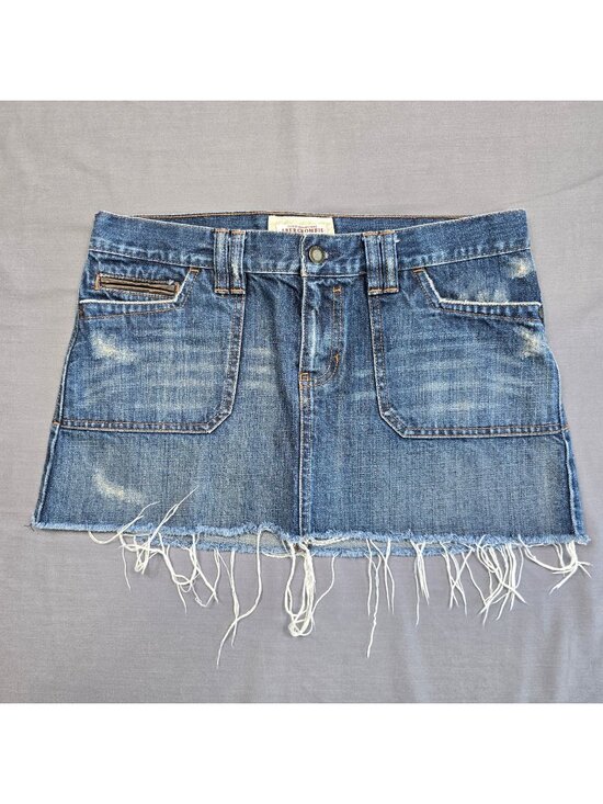 Abercrombie & Fitch Dresses & Skirts - Vintage Y2K Abercrombie & Fitch Size 6 Denim Mini Skirt Distressed Faux Leather